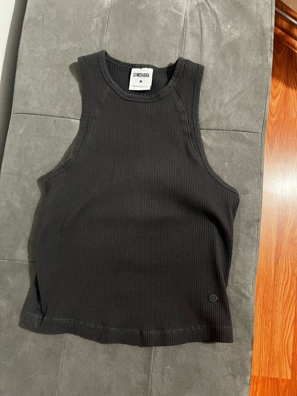 Gymshark charcol Ribbed High-Neck Tank